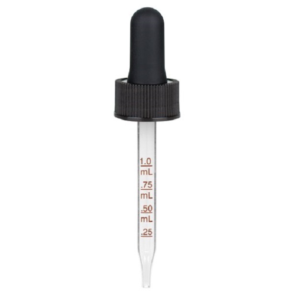 Buy 1 oz Black Medical Grade Graduated Glass Dropper